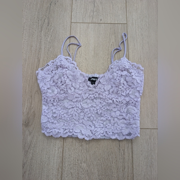 Express Tops - Express Allover Lace Cropped Cami